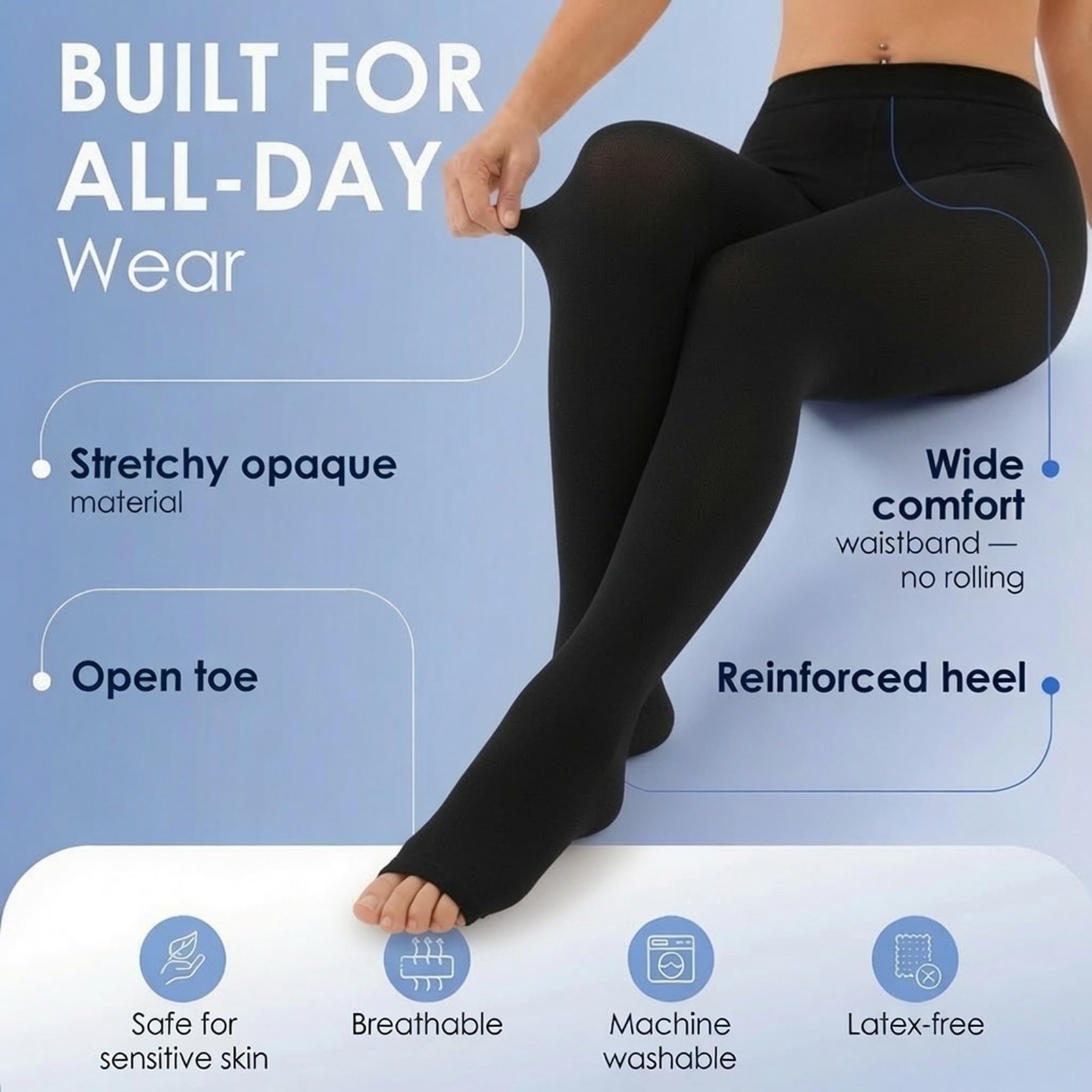 ABSOLUTE SUPPORT Compression Pantyhose 20-30mmHg, Opaque, Black, 5X-Large | R…