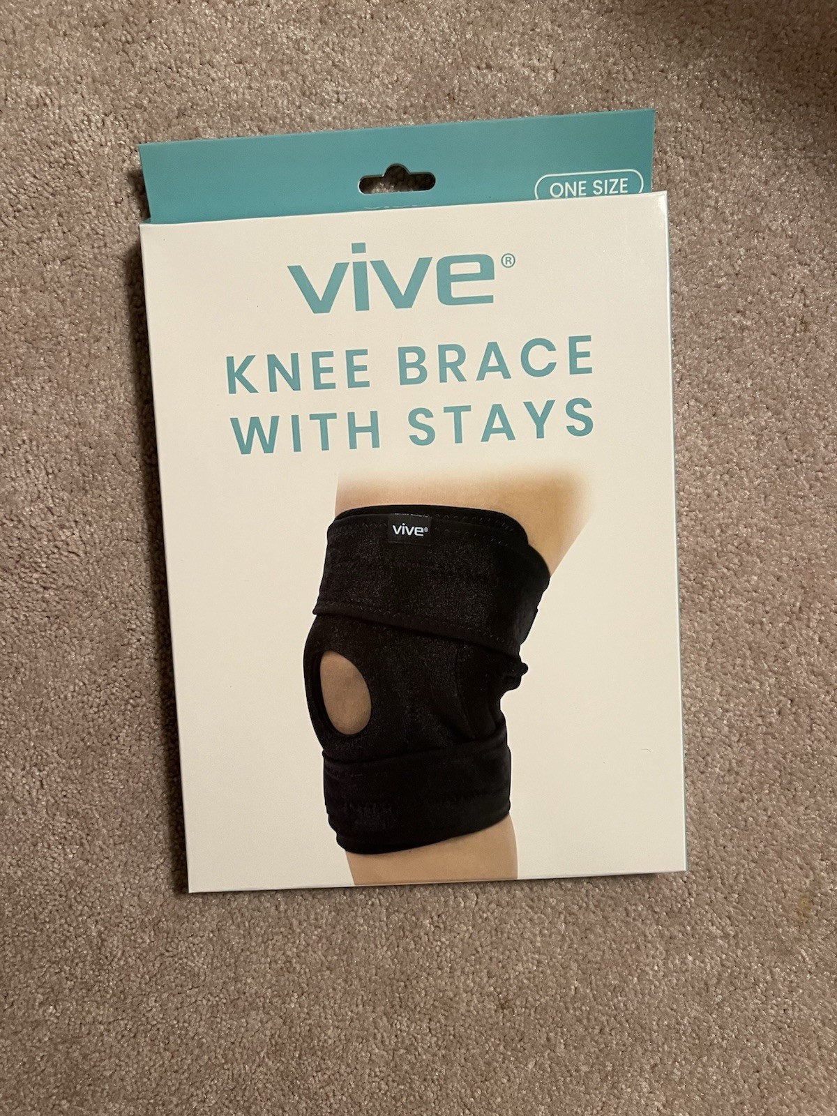 VIVE Knee Brace with Stays Black One Size Removable Splints Adjustable Fit