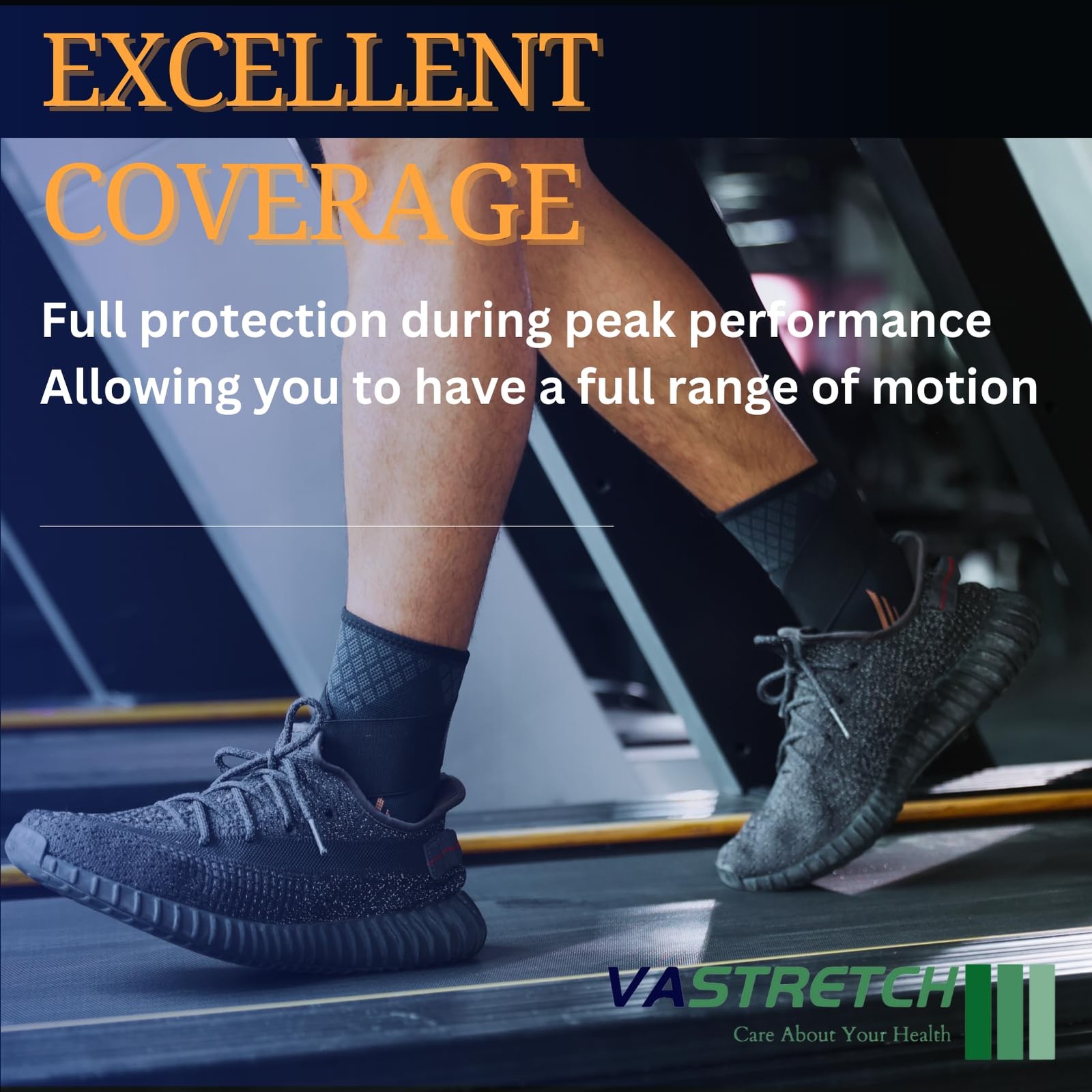 VaStretch Ankle Brace Support and Compression Sleeve with Large
