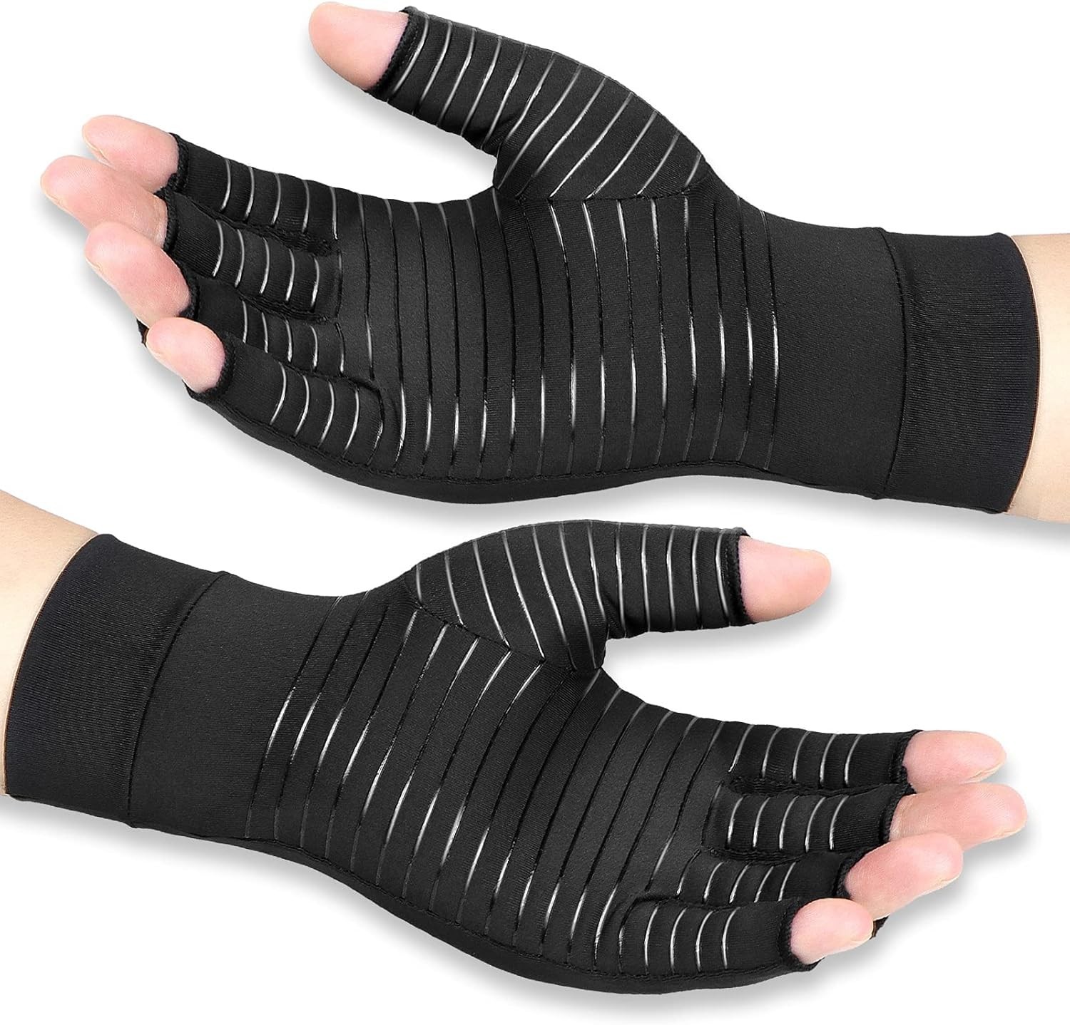 Fingerless Copper Compression Gloves for Hand Pain Relief – Unisex, Lightweight