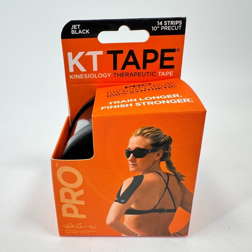 KT Tape Kinesiology Tape Pro 14 10″ Pre-cut Strips Jet Black