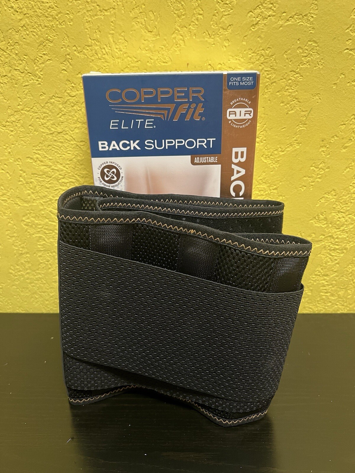 Copper Fit Elite Back Support Adjustable One size with airflow Technology Opened