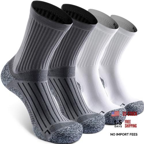 Elite Cushioned Compression Mid-crew Medium Gray/White (2 Pairs of Each Color)