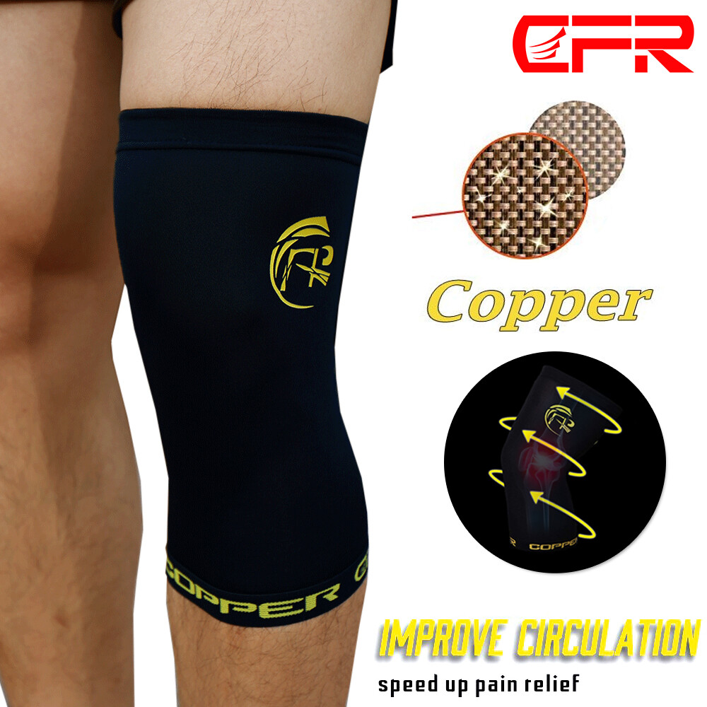 Copper Knee Leg Sleeve Compression Brace Support Sport Joint Arthritis Wrap CFR