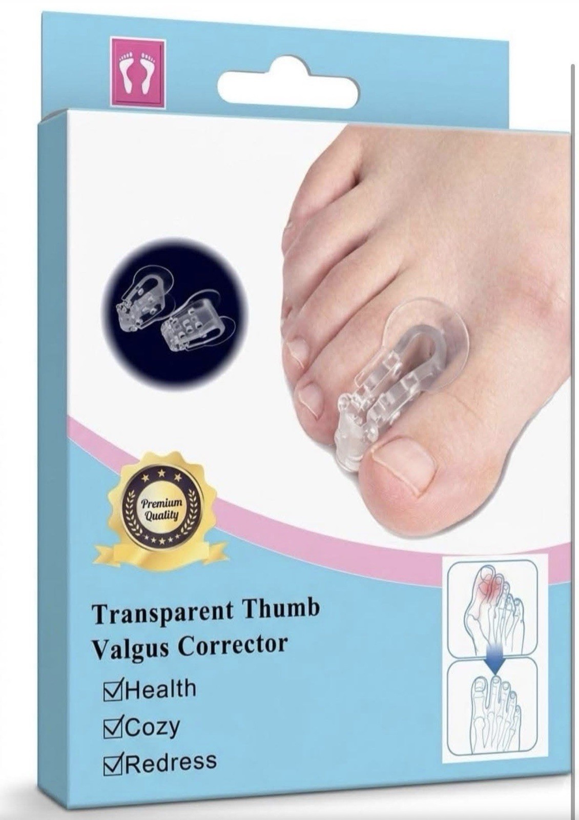 Adjustable Gel Toe Separator, Clear, Bursitis, Overlapping Toes, Hammer Toe