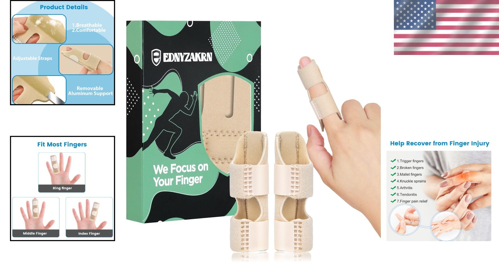 Beige Finger Splint Set – 2 Adjustable Splints for Arthritis & Healing Support