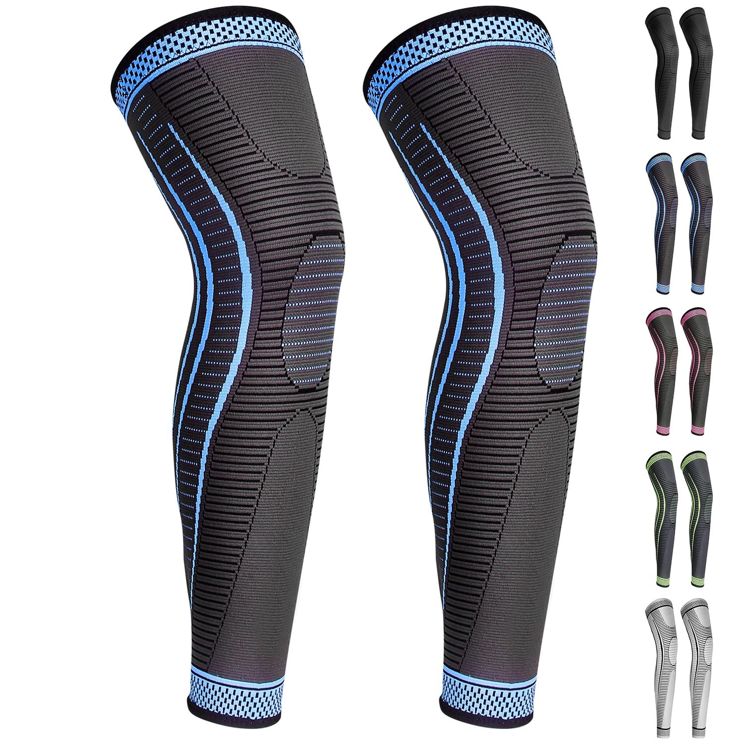2 PCS Full Leg Compression Sleeves Long Knee Support For Sports Basketball