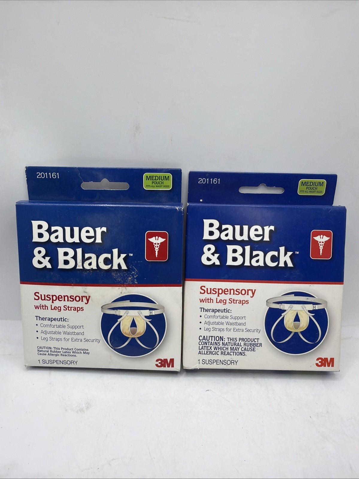 2 Pack 201161 Bauer & Black Adult Therapeutic Jock Strap With Leg Straps Medium