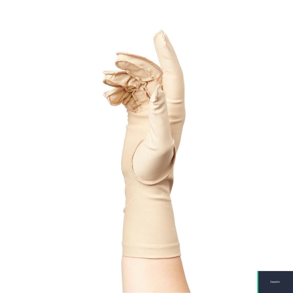 Compression Edema Hand Gloves Over-The-Wrist Full Finger White