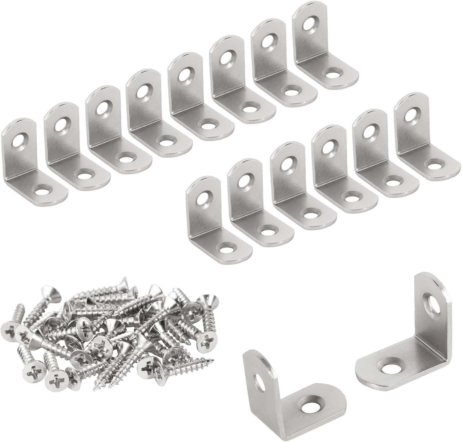 Heavy-Duty Nickel Plated L Brackets – 16 Pcs with Screws for Easy Installation
