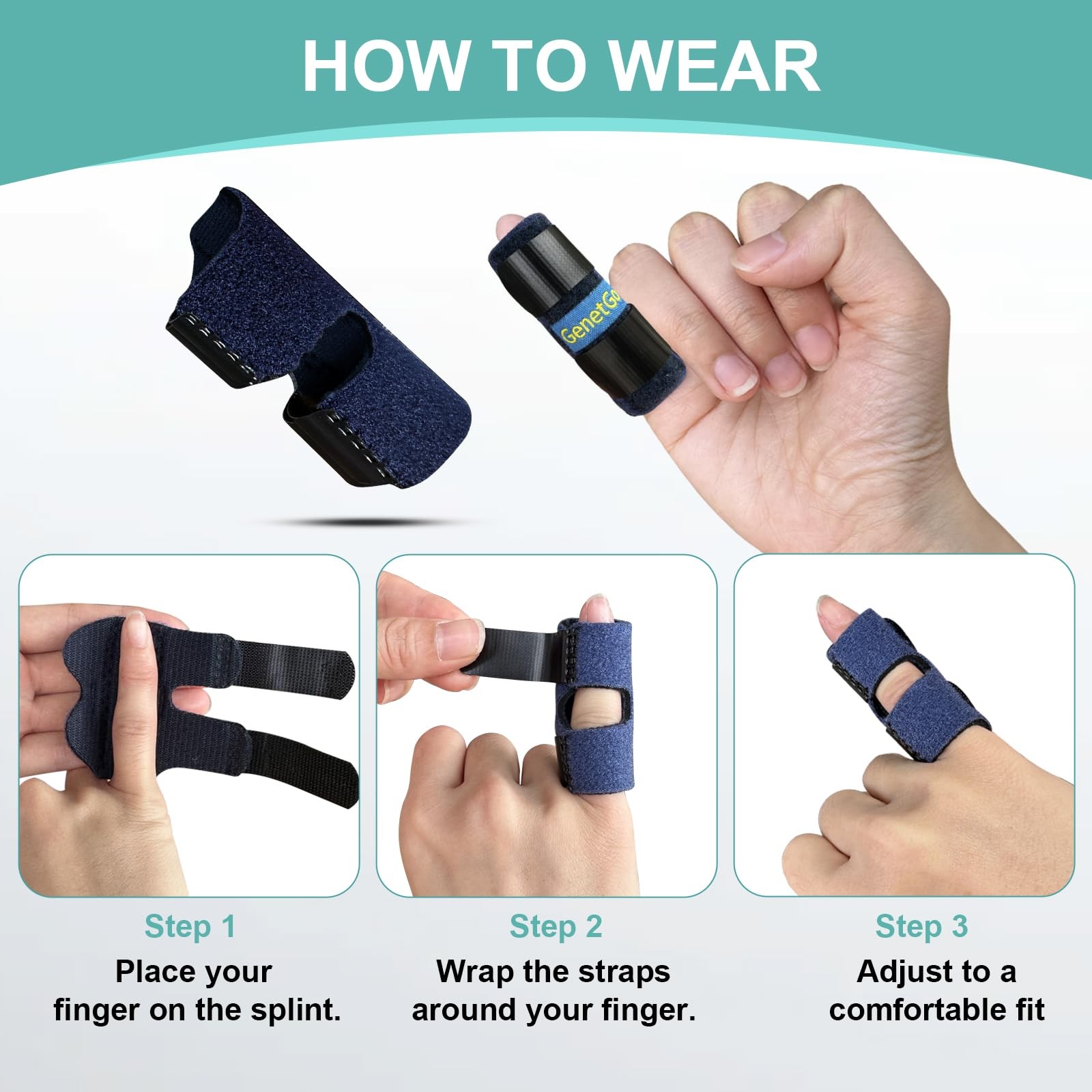 GenetGo Small Trigger Finger Splint – 2 Pack Pinkie (Pack of 2), Blue