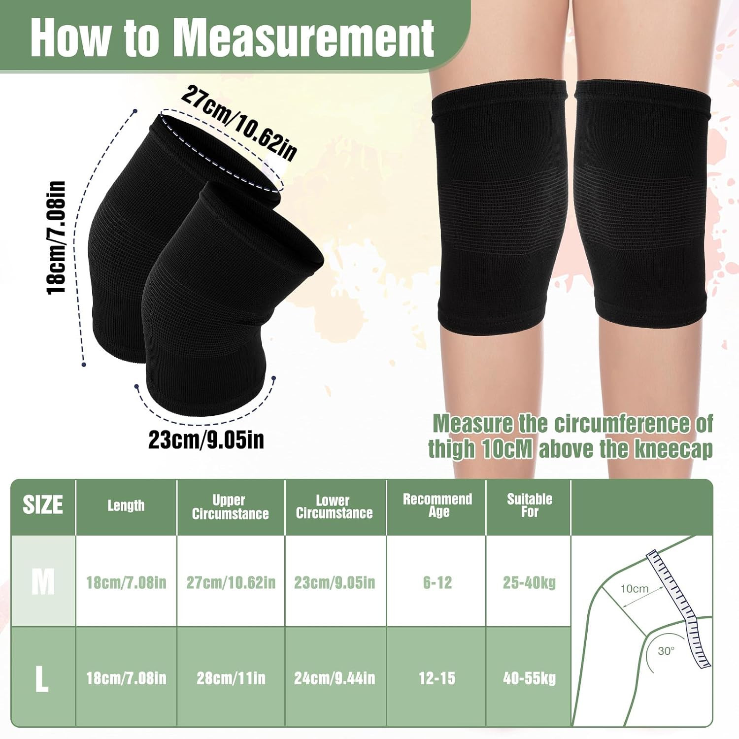 Kids Knee Brace Sleeve, 1 Pair Youth Knee Compression Sleeve Breathable Children