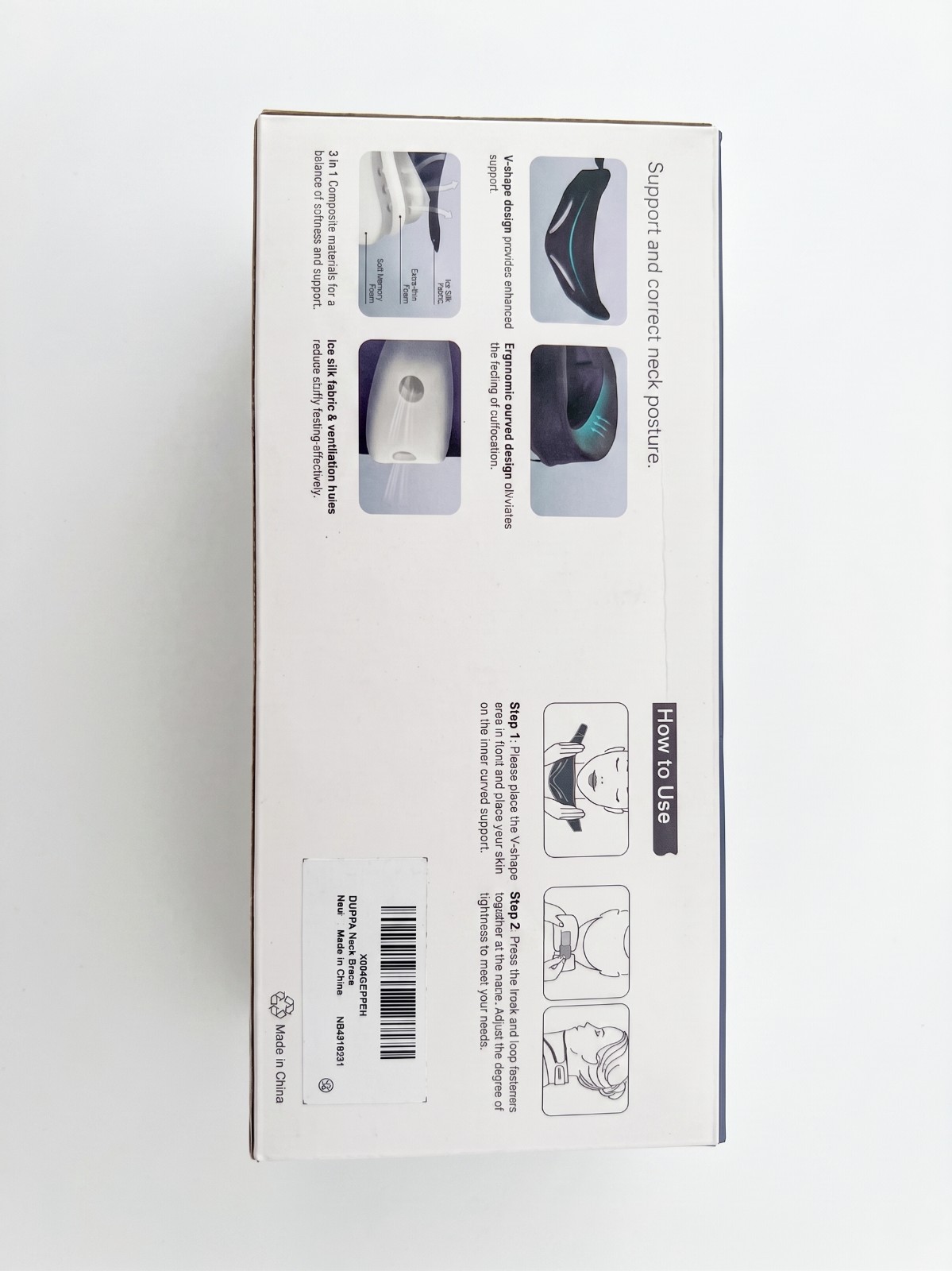 DUPPA Neck Brace For Pain & Support Soft Cervical Collar Blue 18.3×4.9in