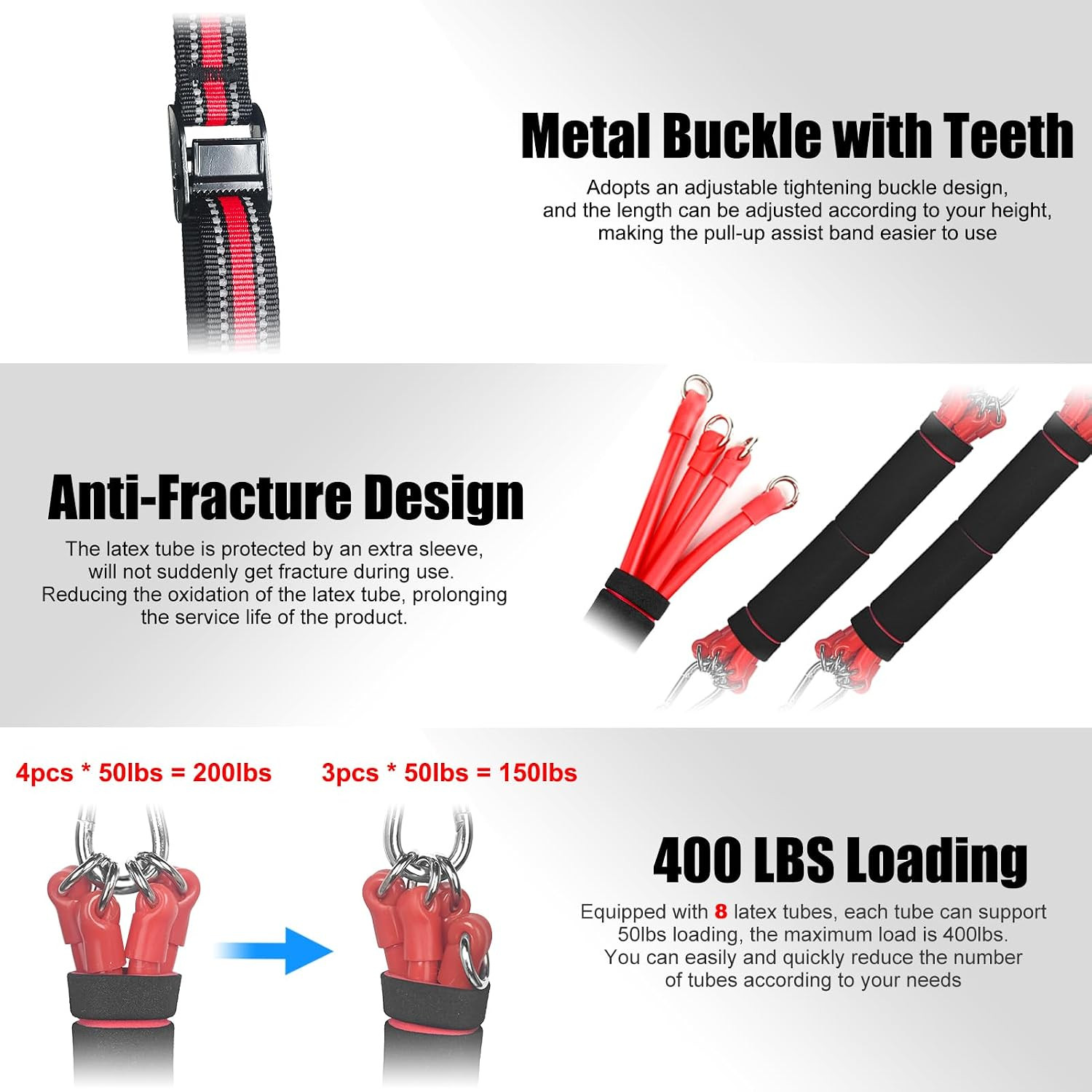 Pull Up Assistance Bands with Fabric Feet/Knee Rest, Heavy Duty Pull Up Resistan