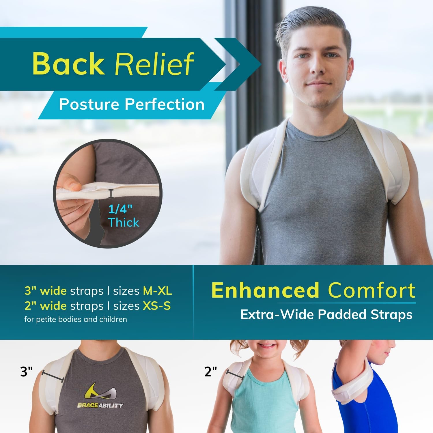 BraceAbility Clavicle Support Brace – Figure 8 Upper Back Brace Posture Correcto