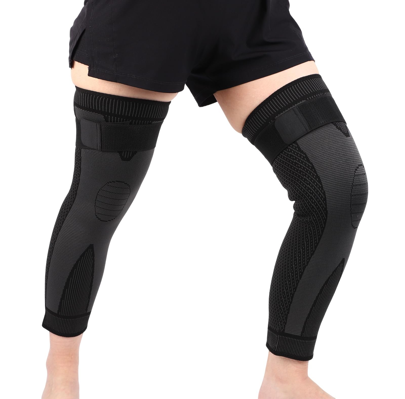 SUJAYU 2 Pack Knee Wraps for Pain Relief Women Men, Large, Black
