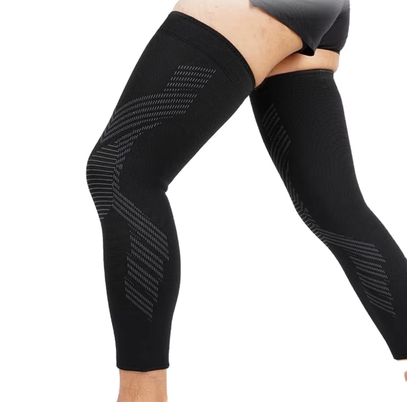 Full Leg Knee Compression Sleeve Sizes S-3XL in Black, Gray, White Sold in 1 pk