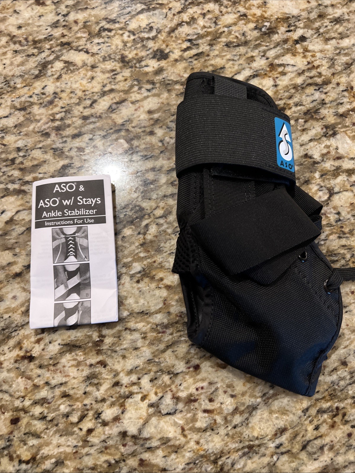 ASO 264035 XXS ANKLE STABILIZER LACE UP BRACE W/ STAYS BLACK New!