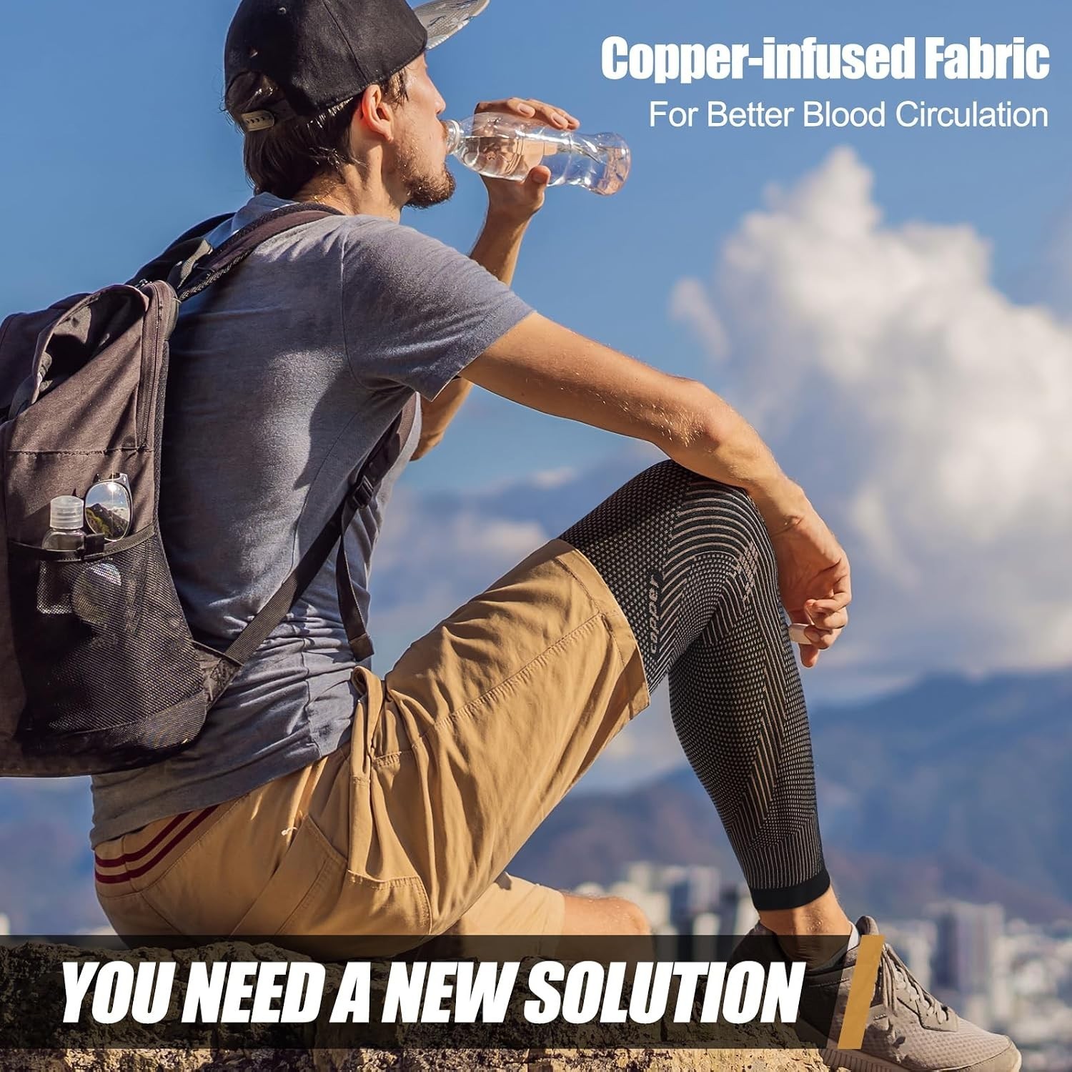 Copper Compression Leg Sleeve, Ultra-thin with Copper Ions Infused | Full Leg…