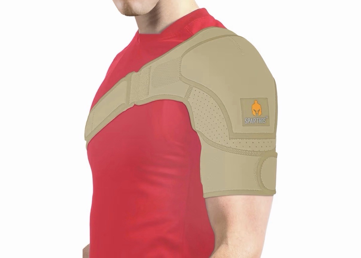 SPARTHOS Shoulder Brace Universal Beige Rotator Cuff Support Adjustable NEW