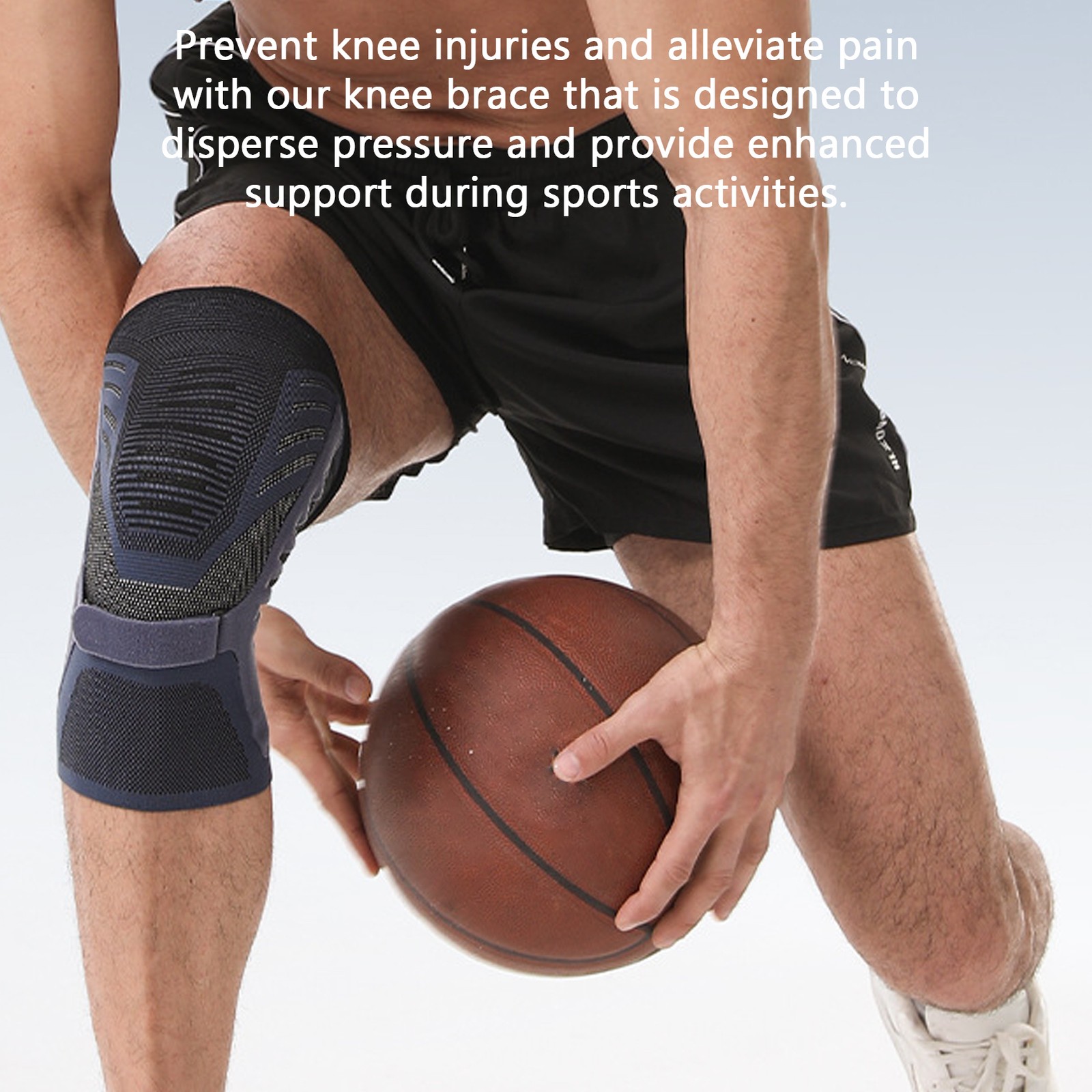 Breathable Compression Knee Brace With Dual-Side Spring Stabilizers For Run QXGH