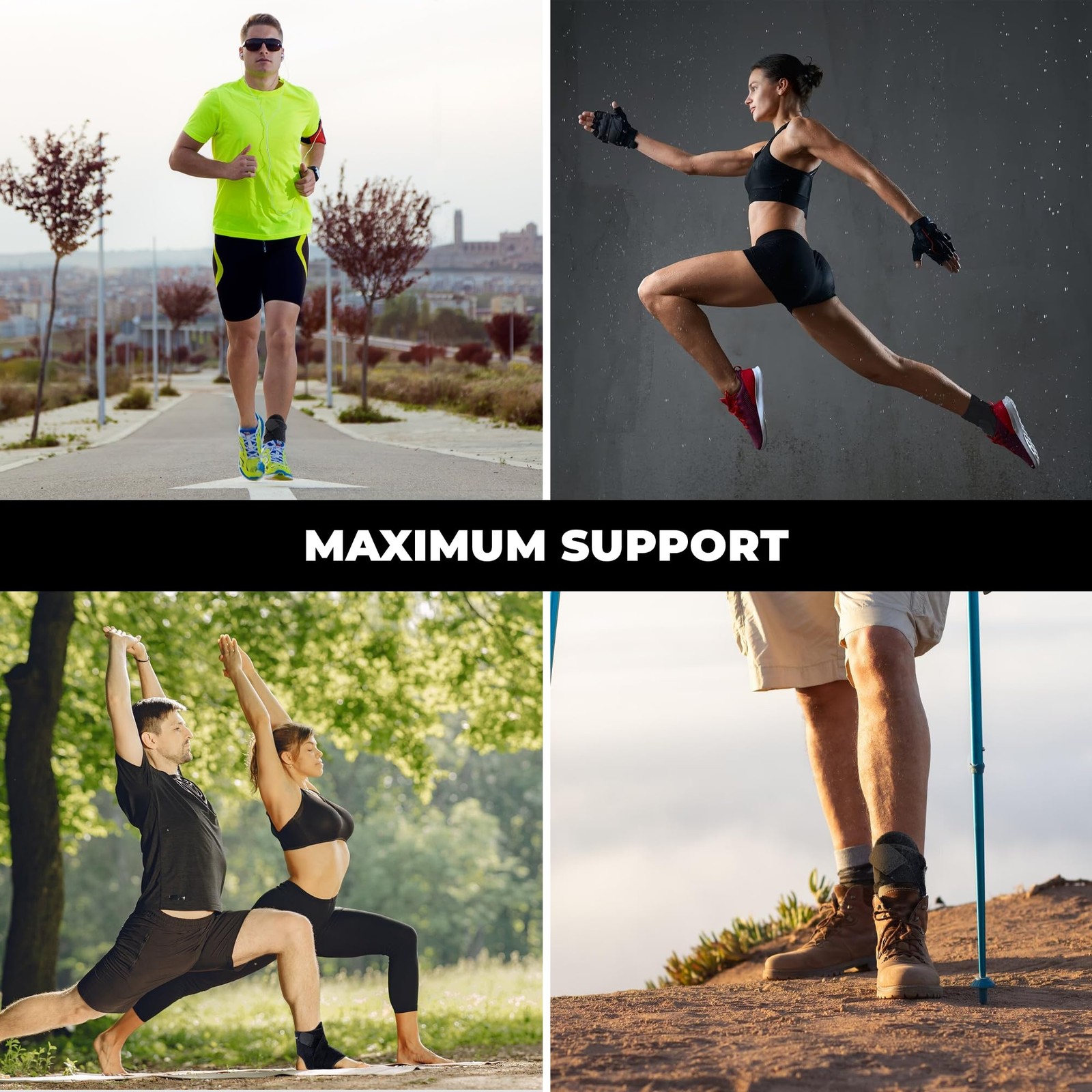Ankle Brace for Achilles Tendonitis and Plantar Fasciitis, Medium, Black