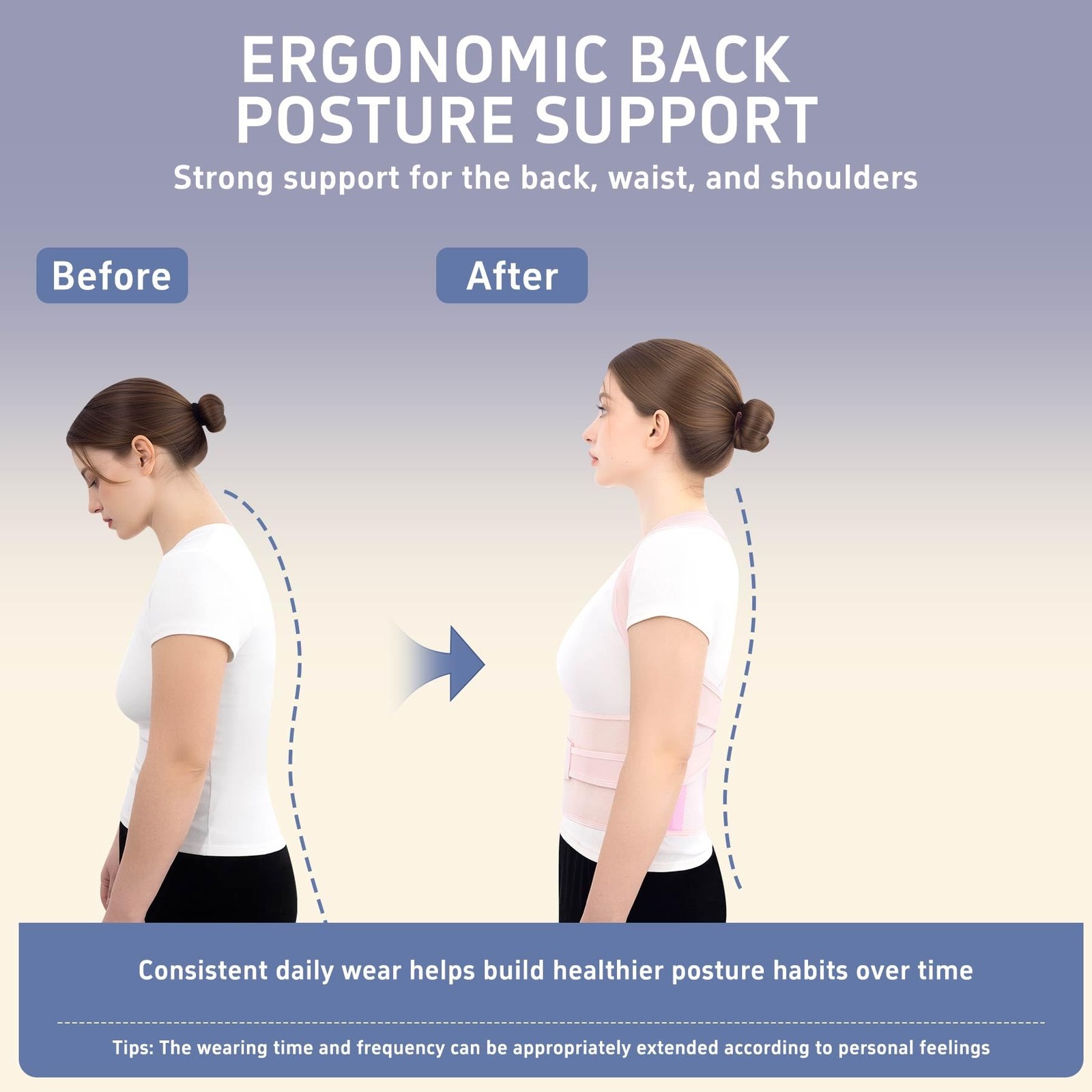 Posture Corrector for Women and Men, Full Back Brace Small, Pink
