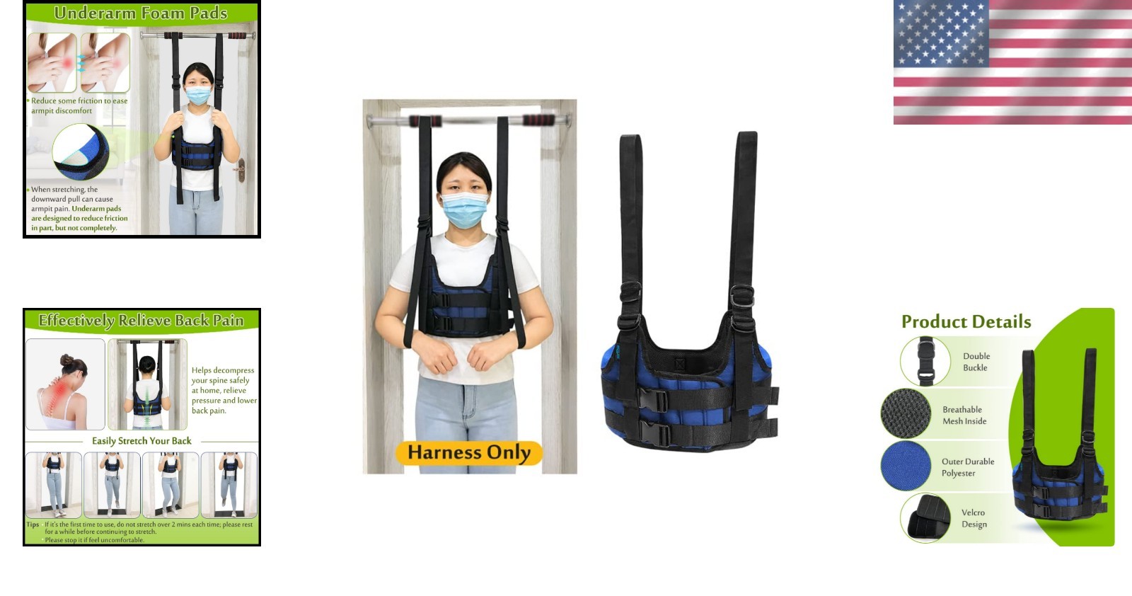 Back Stretcher Harness for Spinal Decompression Lumbar Traction Belt & Inversion