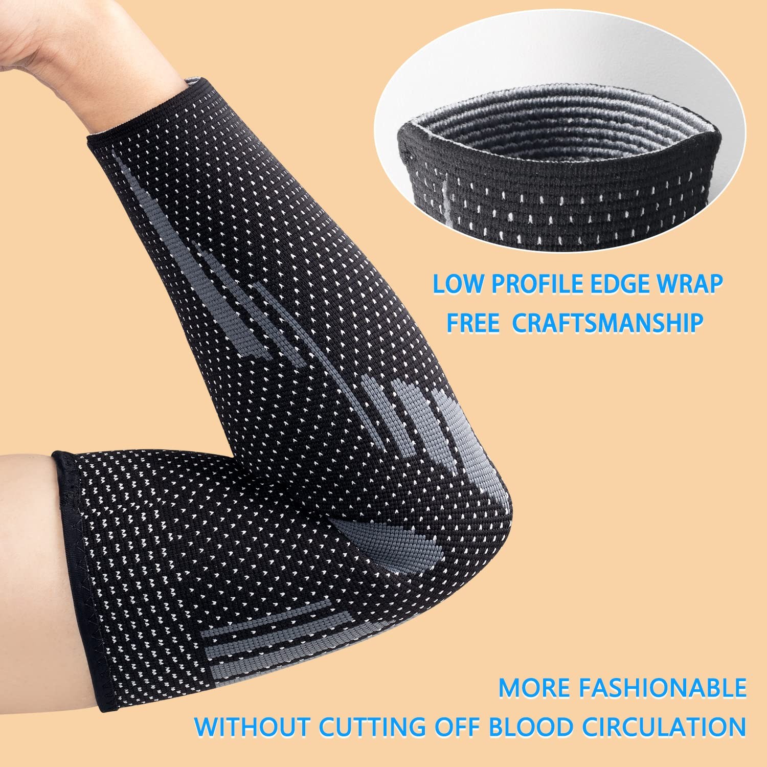 Thx4COPPER Arm Compression Sleeve (2 Pack)– Elastic Small, Black