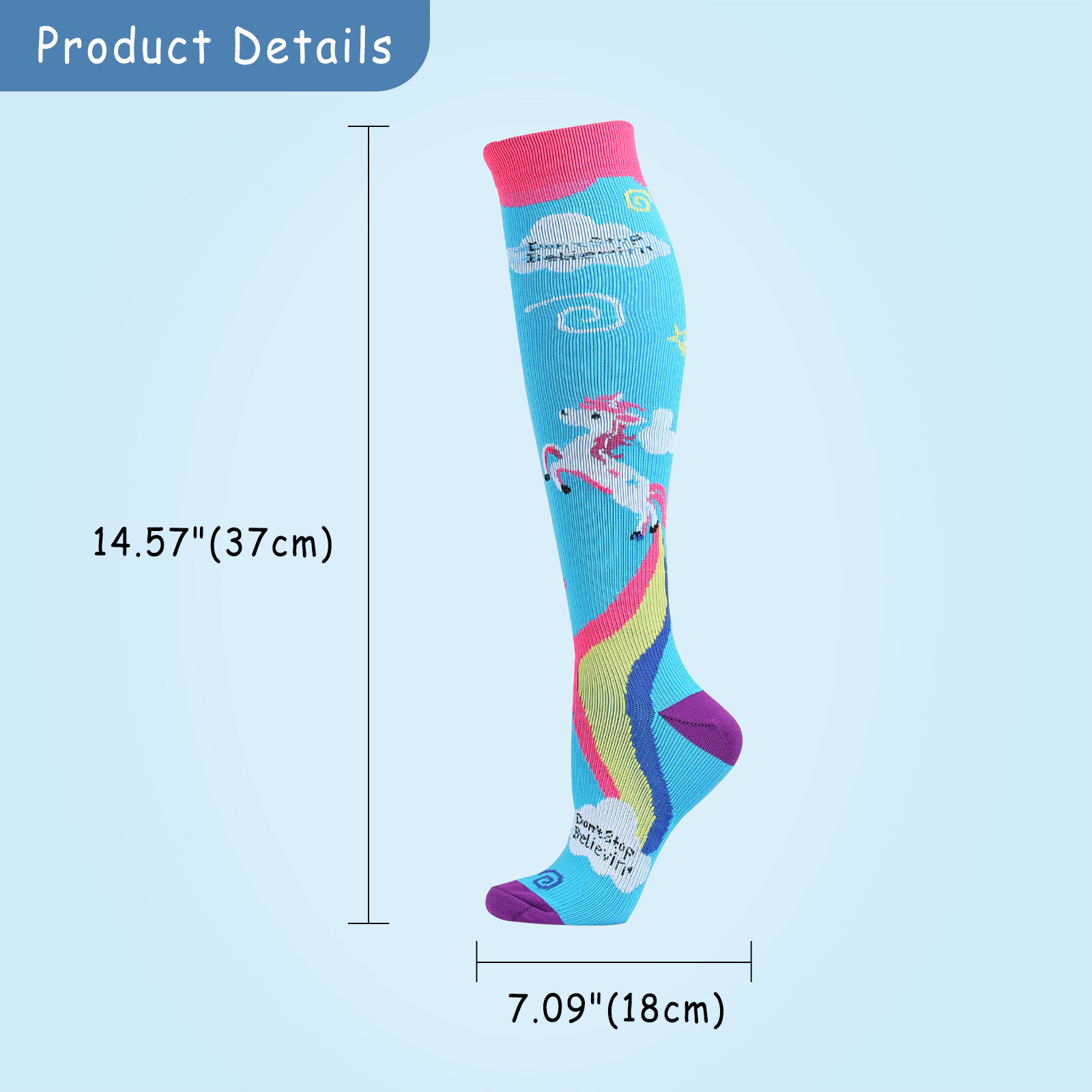5 Pairs Compression Socks Graduated Support Calf Stockings Womens 20-30 mmHg S/M