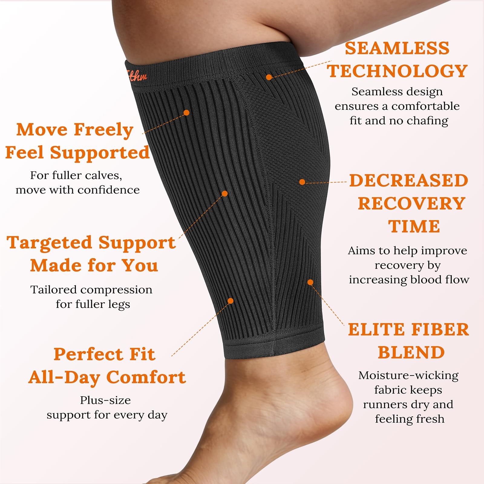 Plus Size Calf Compression Sleeves for Men & Women – Wide Fit, Real Hyper-Ela…