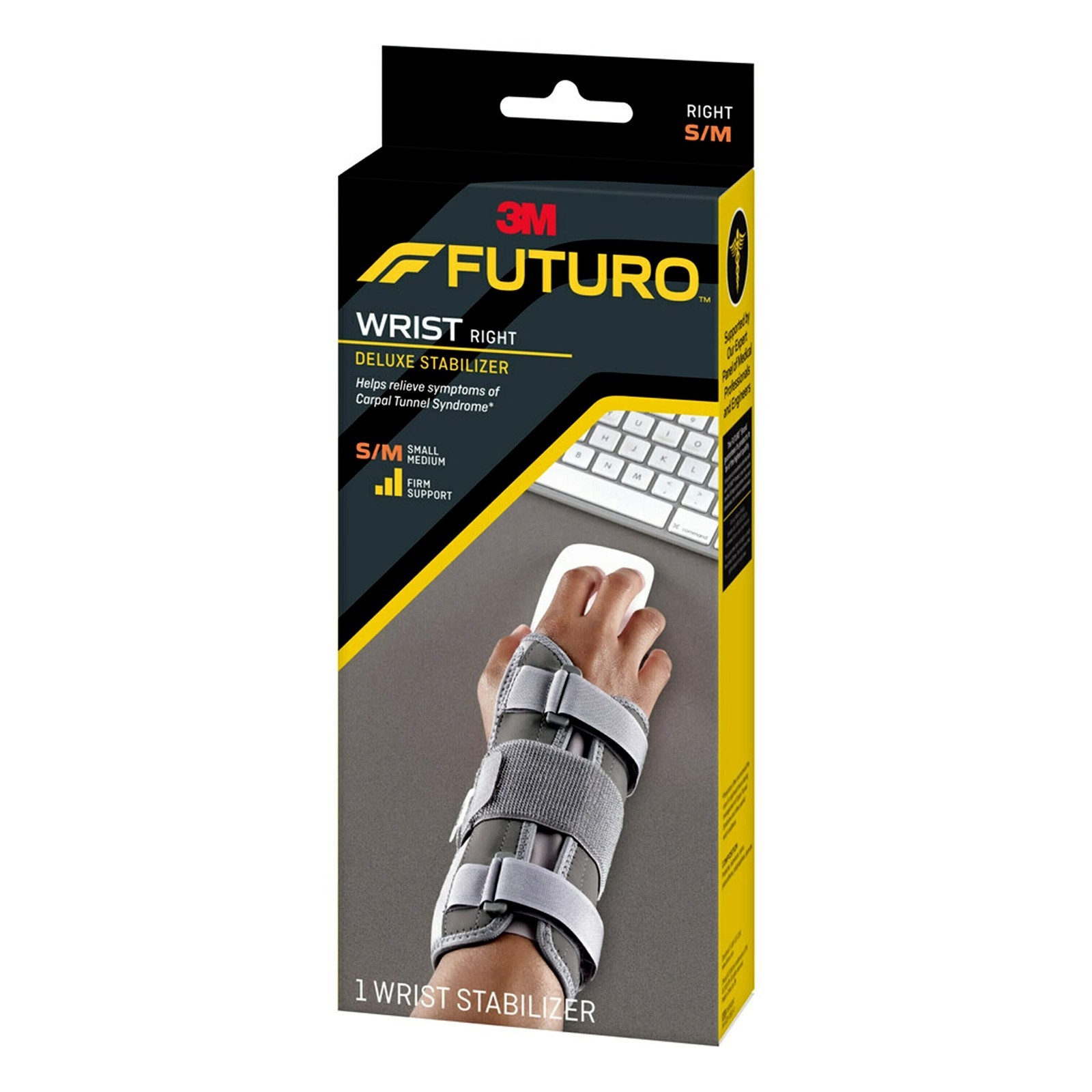 Deluxe Right Hand Wrist Stabilizer, Adjustable Support for S/M Size, Pain Relief