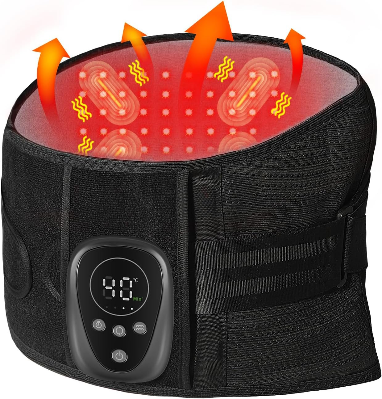 Red Light Massage Back Brace with Heat for Lower Back Pain Relief, Cordless Back