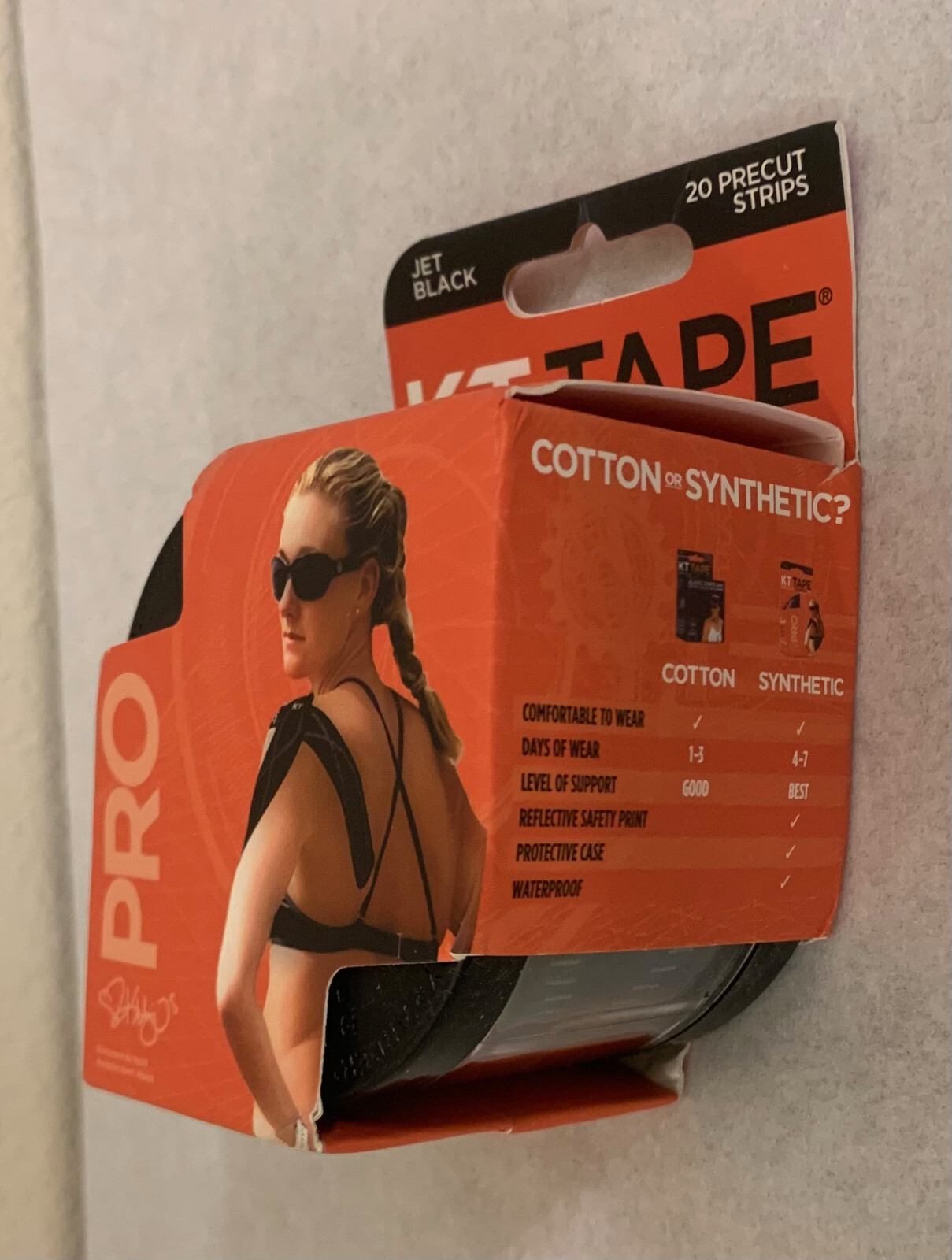 KT Tape Pro Kinesiology Therapeutic Tape Precut Strips Jet Black 20 Strips