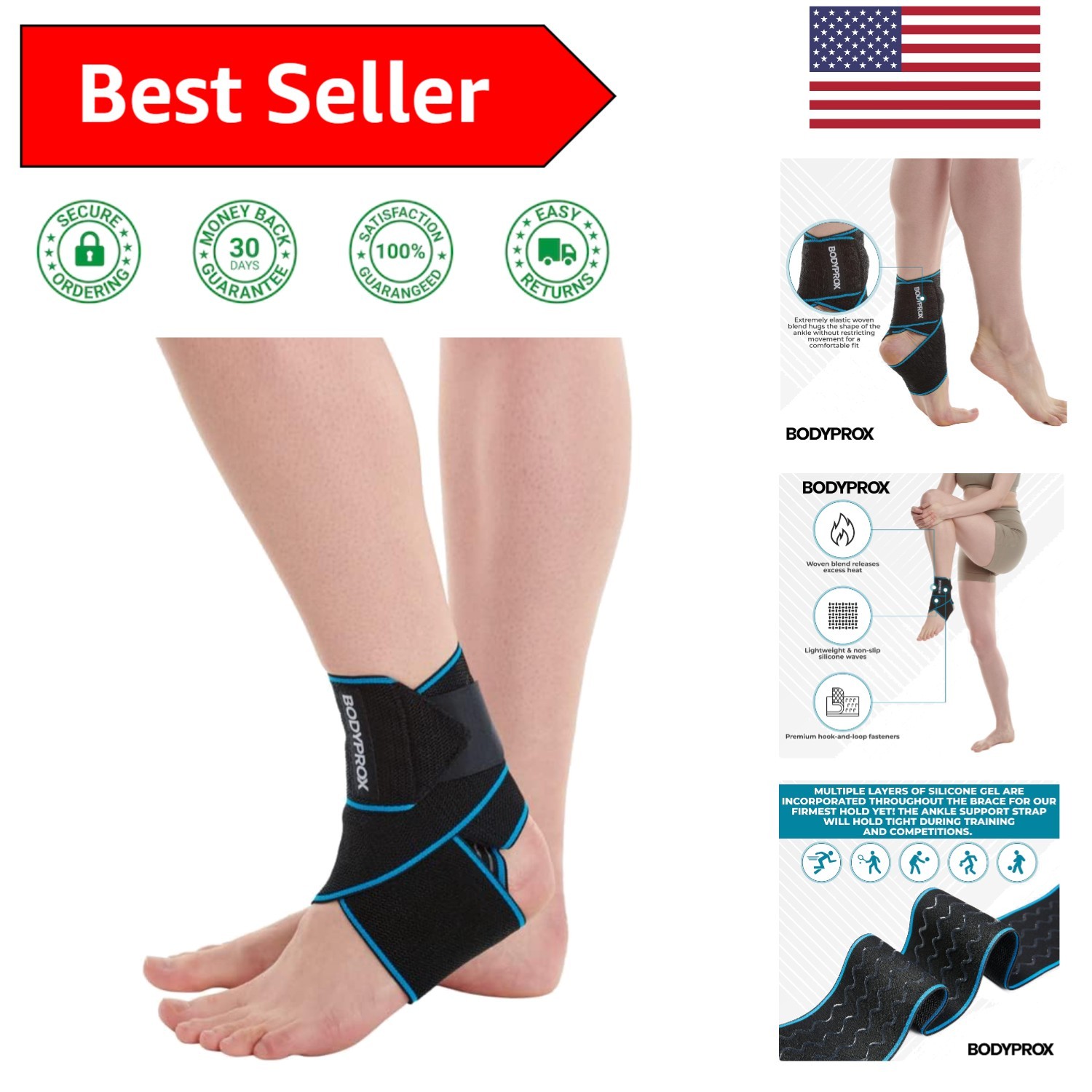 Sleek Adjustable Ankle Brace Ideal for Sports Recovery – Unisex Fit