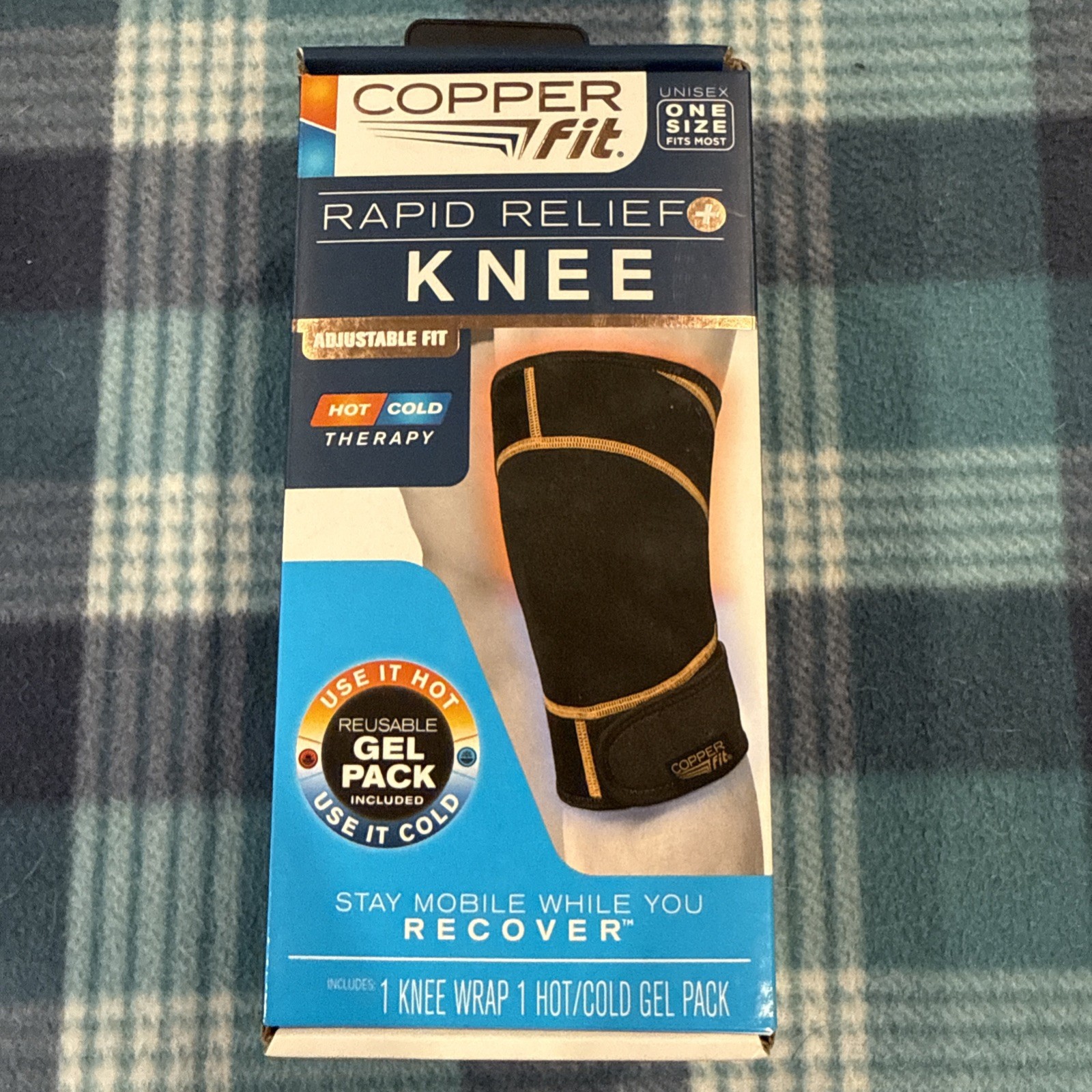 NEW Copper Fit Rapid Relief Knee Hot/Cold Black One Size Fits