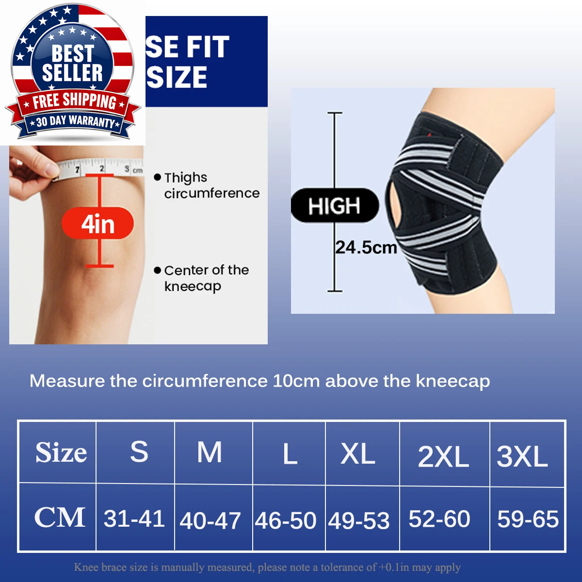 Knee Brace Support with Side Spring Stabilizers for Women and Men Meniscus Tear,
