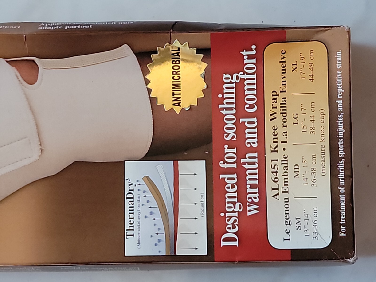 ThermalDry 3-Layers Support Knee Wrap Brace Arthritis Pain Relief size Small