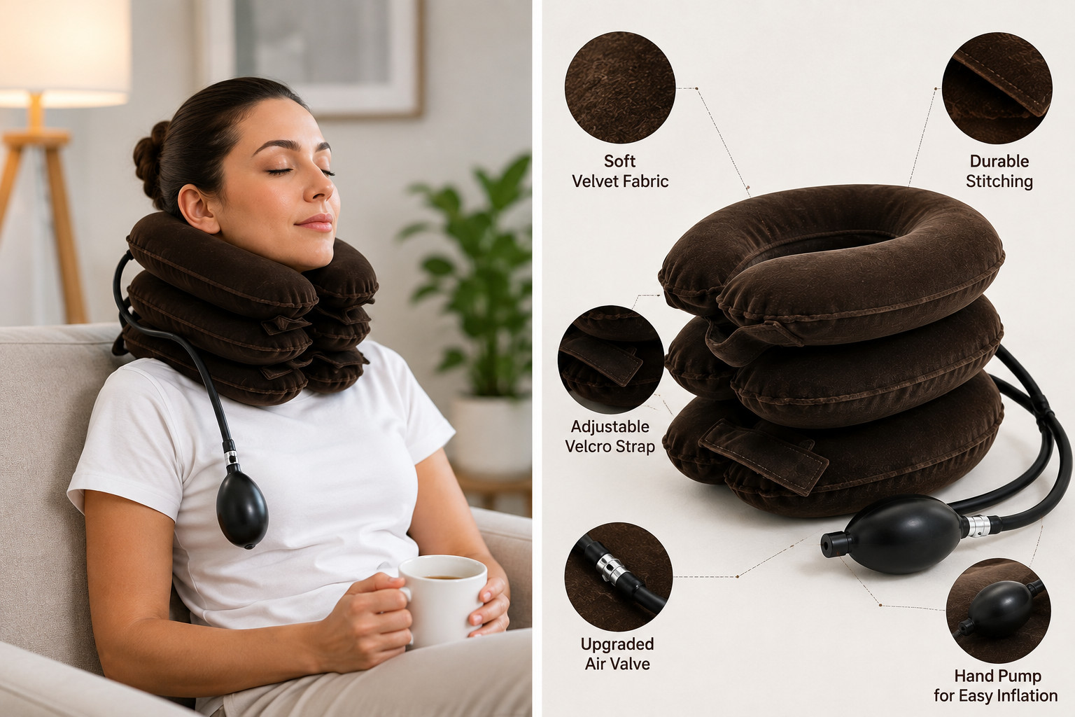 Inflatable Neck Brace Cervical Traction Device Pain Relief Stretch Collar