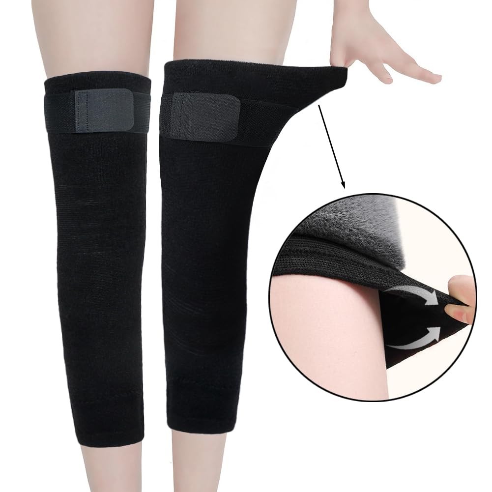 Winter Warm Knee Braces Thick Plush Adjustable Thermal Leg Pads For Cycling