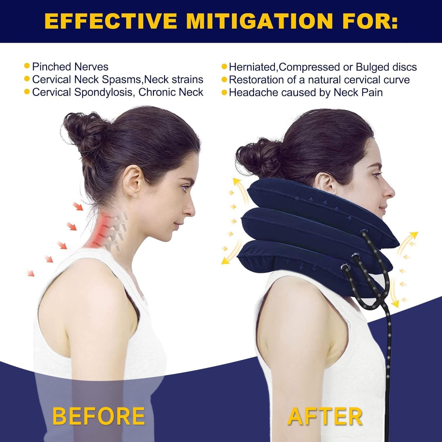 Adjustable Inflatable Neck Stretcher – Cervical Traction Device for Pain Relief