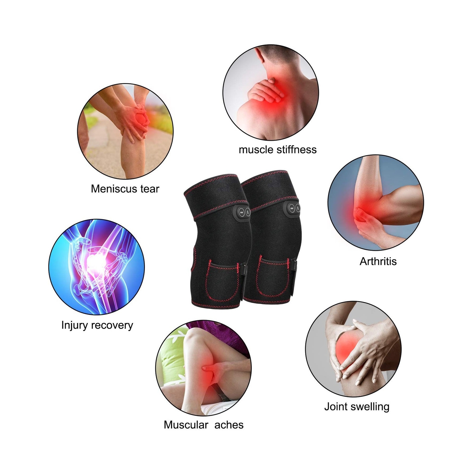 Heated Knee Brace Wrap, 3 Adjustable Heat and Vibration Knee Massager for Art…