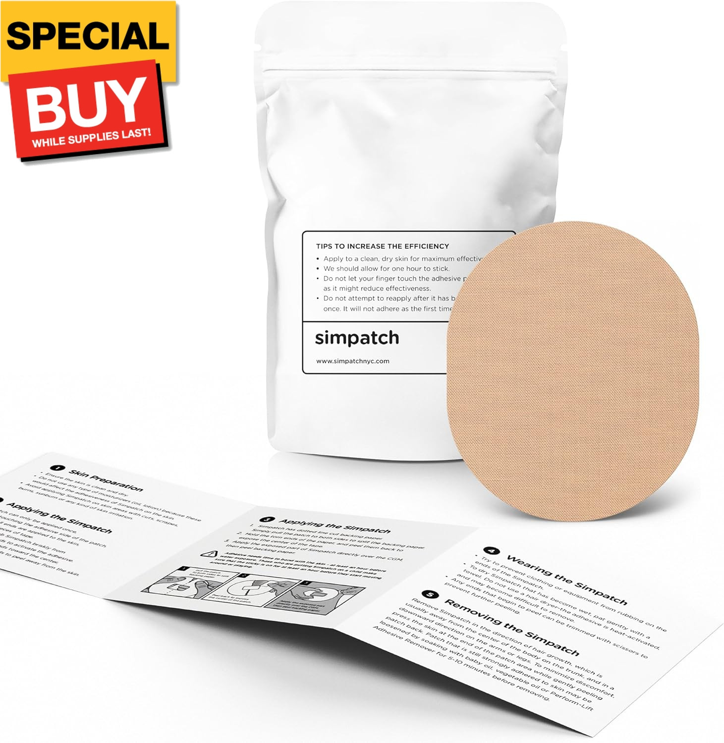 Universal Adhesive Patch (25-Pack) – Waterproof Adhesive, CGM Patches (Beige)