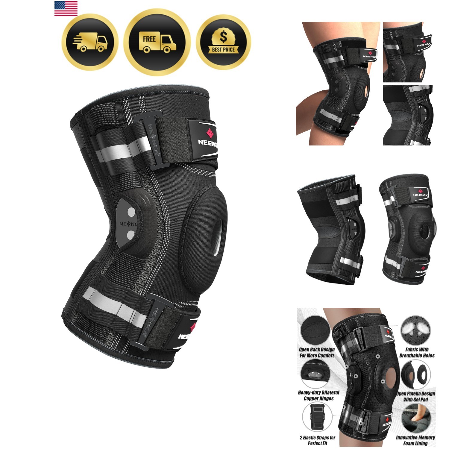 Professional Knee Brace for Knee Pain, Adjustable Hinged Knee Support with Re…