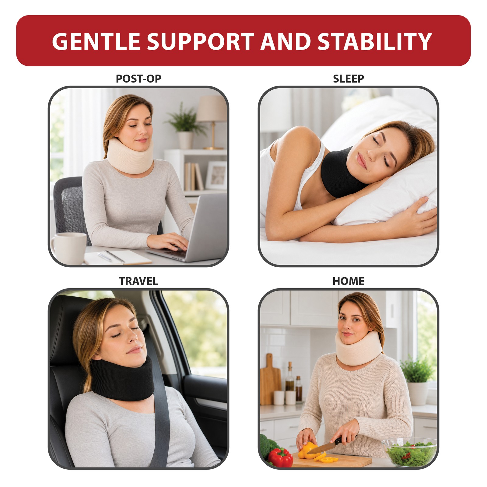 Core Products Adjustable Foam Cervical Collar Black Helps Relieve Neck Pain USA