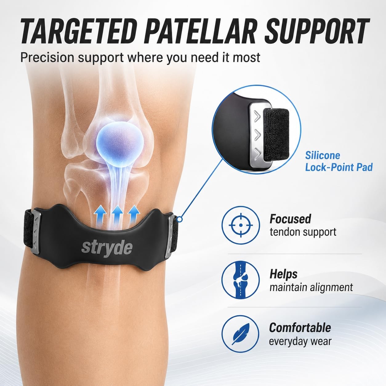 Stryde Precision Knee Strap Premium Stryde Knee Strap with Silicone LockPoin…