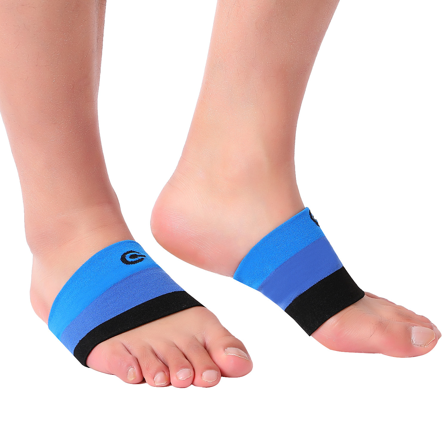 Doc Miller Arch Support Compression Sleeves 1 Pair Plantar Fasciitis BLK/BLU/BLU