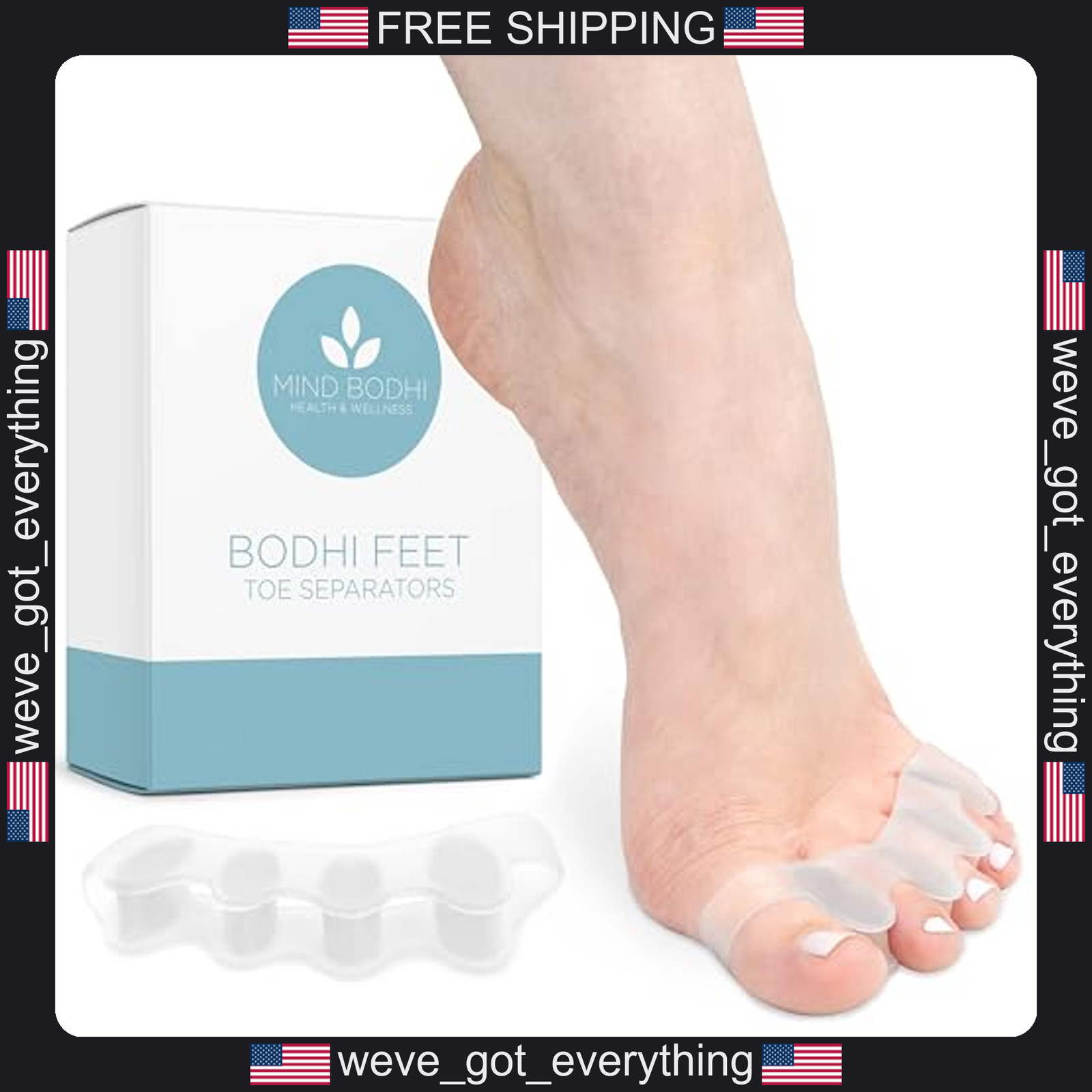 Pair of Medical-Grade Gel Toe Spacers for Foot Alignment and Comfort