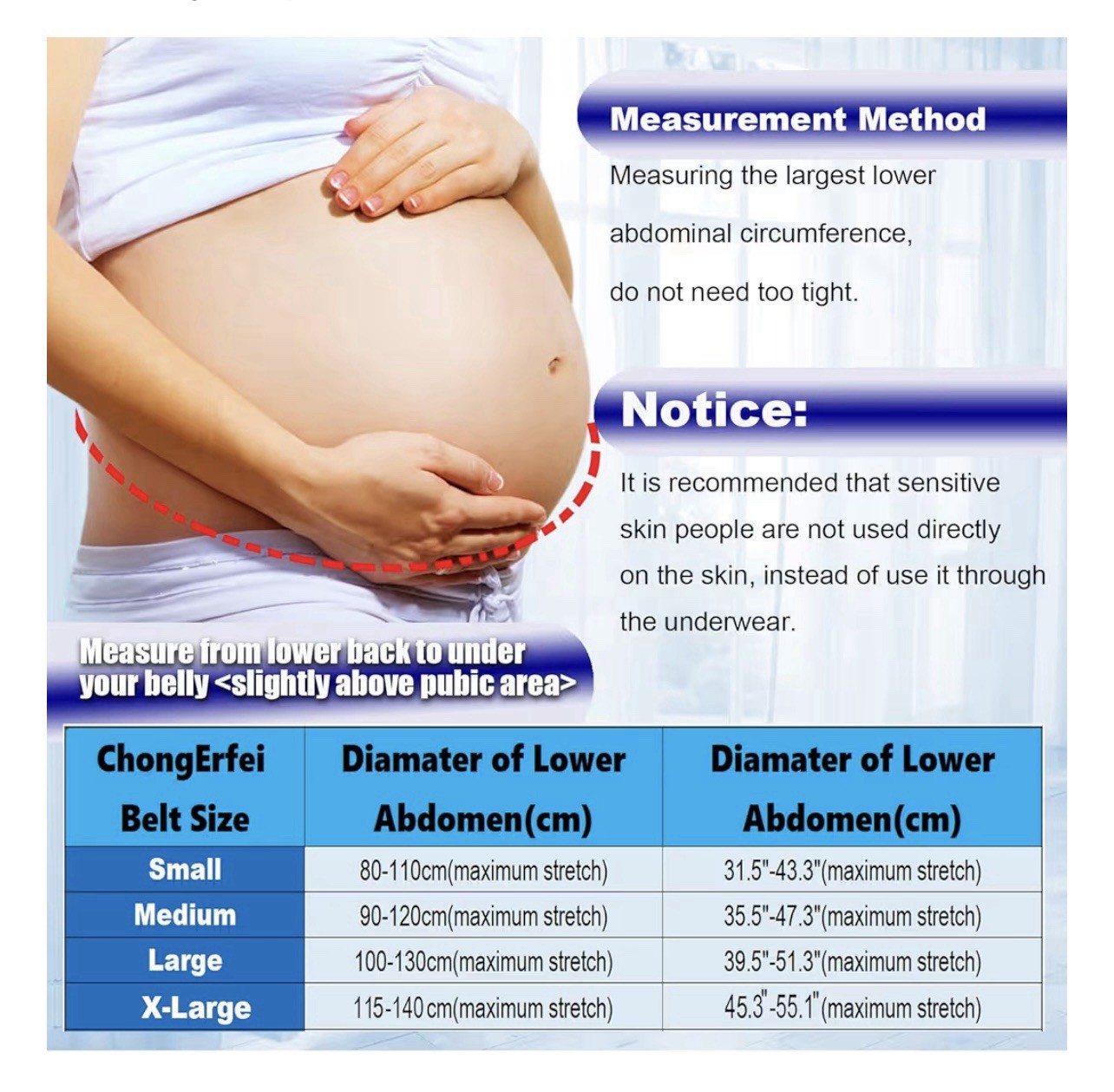 ChongErfei Maternity Support Belt Adjustable Beige
