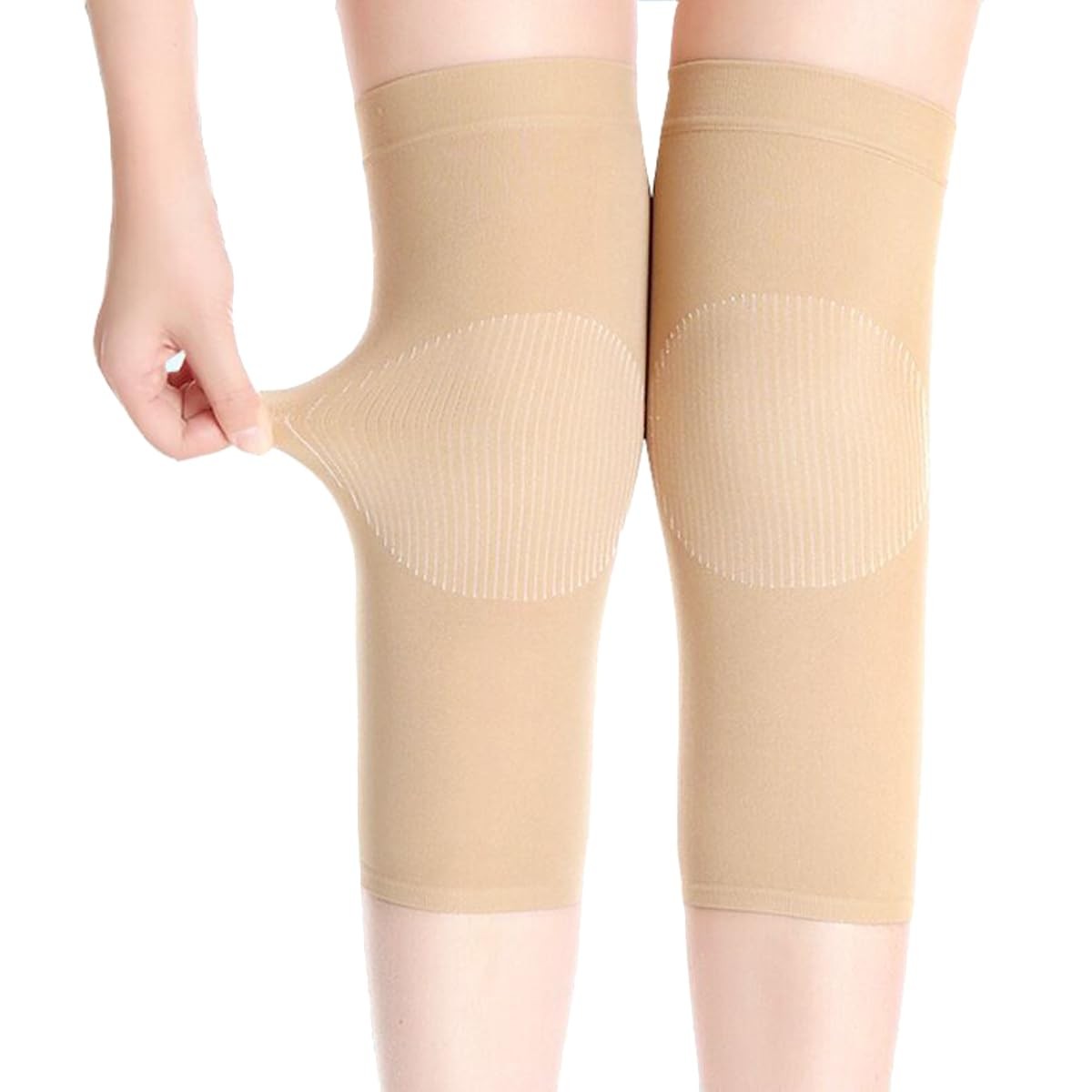 SUJAYU 1 Pair Knee Sleeves for Women & Men, Lightweight Thin One Size, Beige